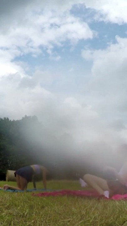 Yoga and Gymnastics Outdoors without Panties in School Uniform Miniskirt with Hot Tight Pussy, Fitness Girls, Bare Asses | Clip 1