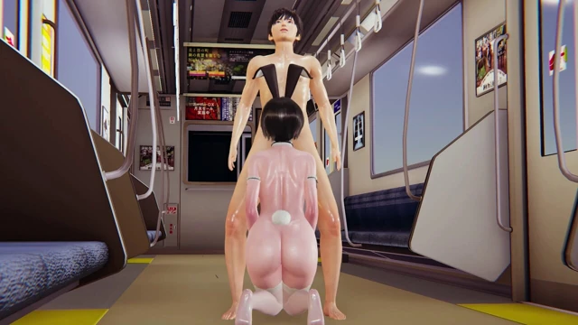 Sexy Bunny Cosplay Ayako in Subway Hentai - Enjoy Free-Hand Blowjob for a Big Dick, Intense Handjob & Footjob In Stockings