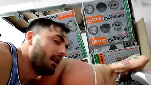 Sexy Blonde with Big Tits with Tattoo Gets Fucked Hard in the Workshop by a Hard Cock