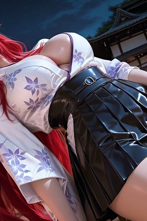 Rias Gremory in Stockings and Kimono to the Cream in the Ai Version of Dxd