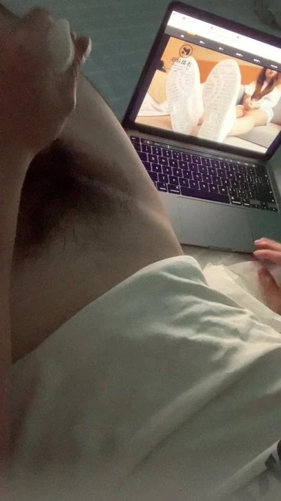 self handjob while watching feet