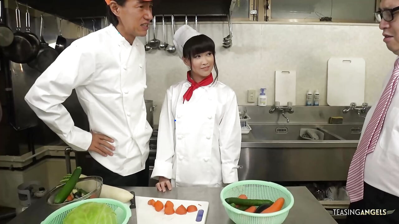 The chef and restaurant management reprimand the Asian cook by instructing her to squeeze thick veggies