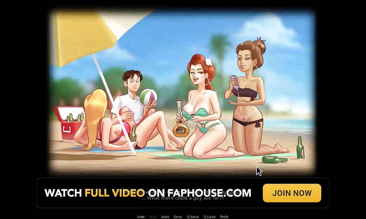 Summertime saga: समुद्र तट पर सेक्सी कॉलेज लड़कियों के साथ शरारती पार्टी ep 202