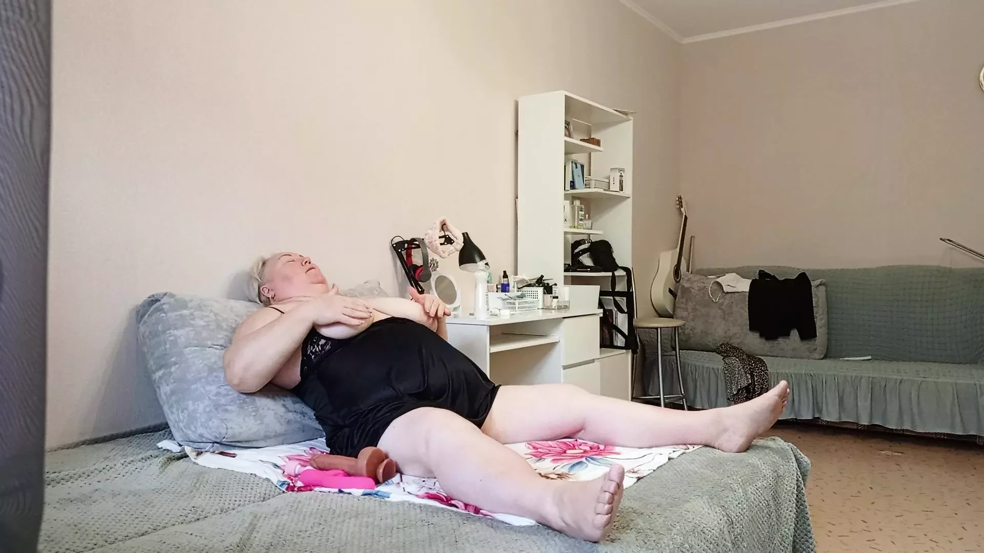 neighbor masturbates pussy with toys and dreams of a big hard cock