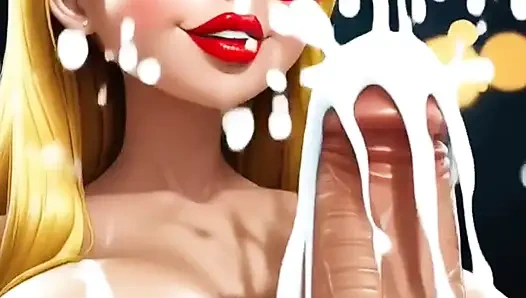 Funny Blonde have fun with an enormous cock (Ai animation)