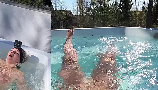 POV Süße Milf mit ihrem Lieblingsspielzeug in Jacuzzi PIP Hinter den Kulissen, wie das Video gedreht wurde