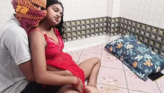 Desi Girl in Red Lingerie Home Sex - Doggy & Missionary Fuck