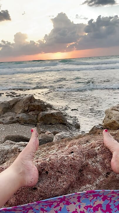 Milfa på stranden