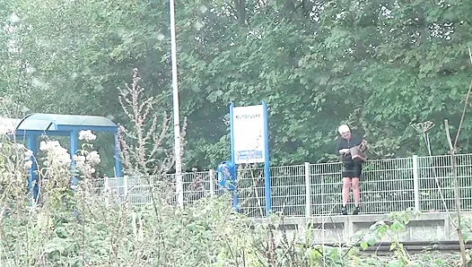 Sexy chubby blonde picked up and anally fucked outdoor