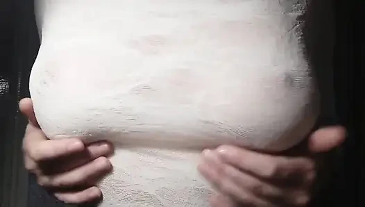 Sexy Girl Plays with Her Tight Natural Tits and Nipples - Slow Motion - Awesome Solo Masturbation