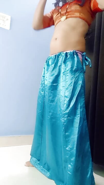 Remove my stepmom saree and satin petticoat