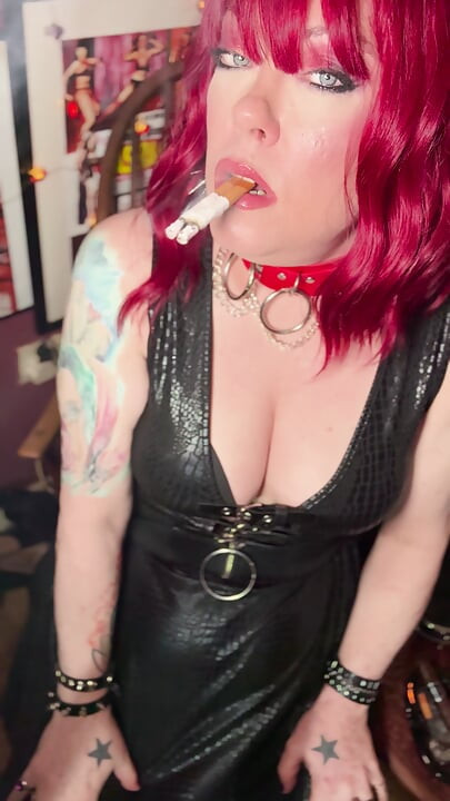 Goth Girl Tina Snua Joins 2 Cigarettes Together & Gives You A Smoke Show - Smoking Smoker