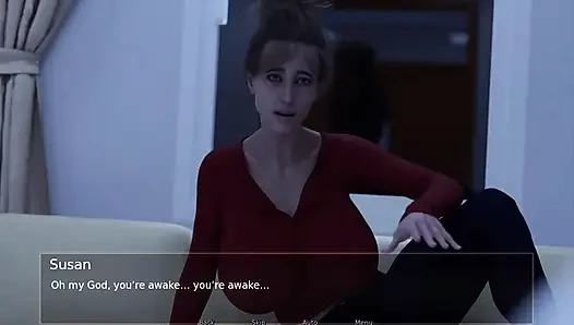 Ibu tiri super seksi dengan rambut piyama di balik piyamanya - bayang-bayang mesum - e03
