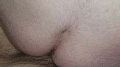Daddy's ass getting pounded by boy dick- up close.