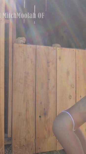 Powerful moment from "Fit Blonde Farm Girl Fucks Barn Manager Outdoors"
