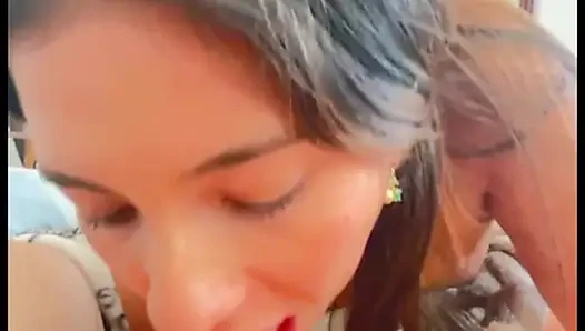 Deep blowjob, rich woman eating a cock