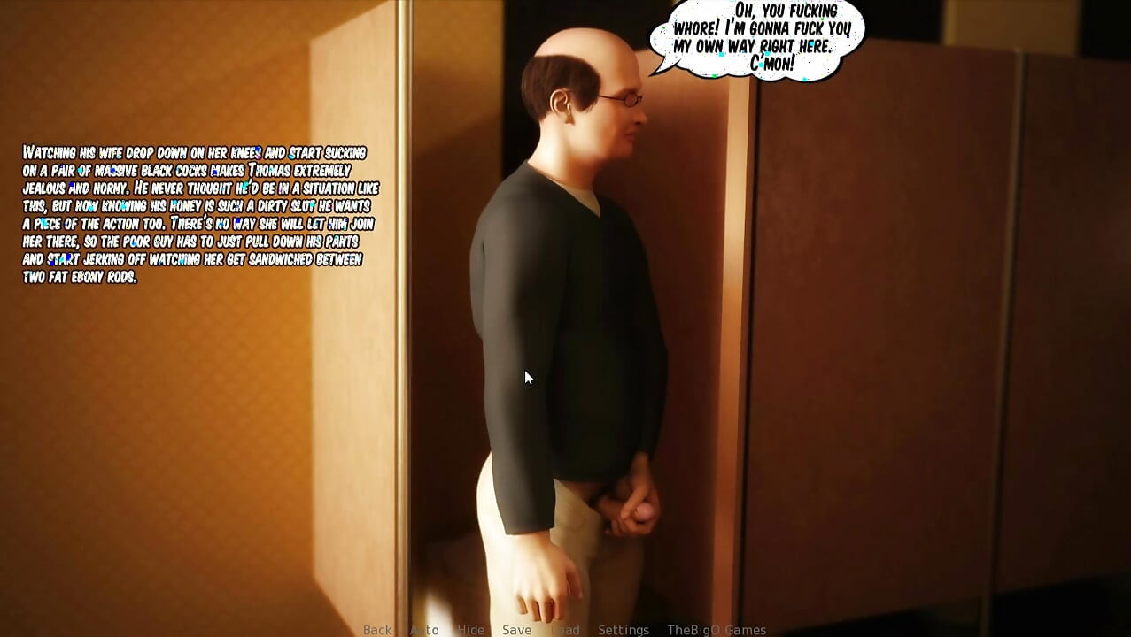 sluty wife fucked by two big black dicks in bathroom restaurant in front your man