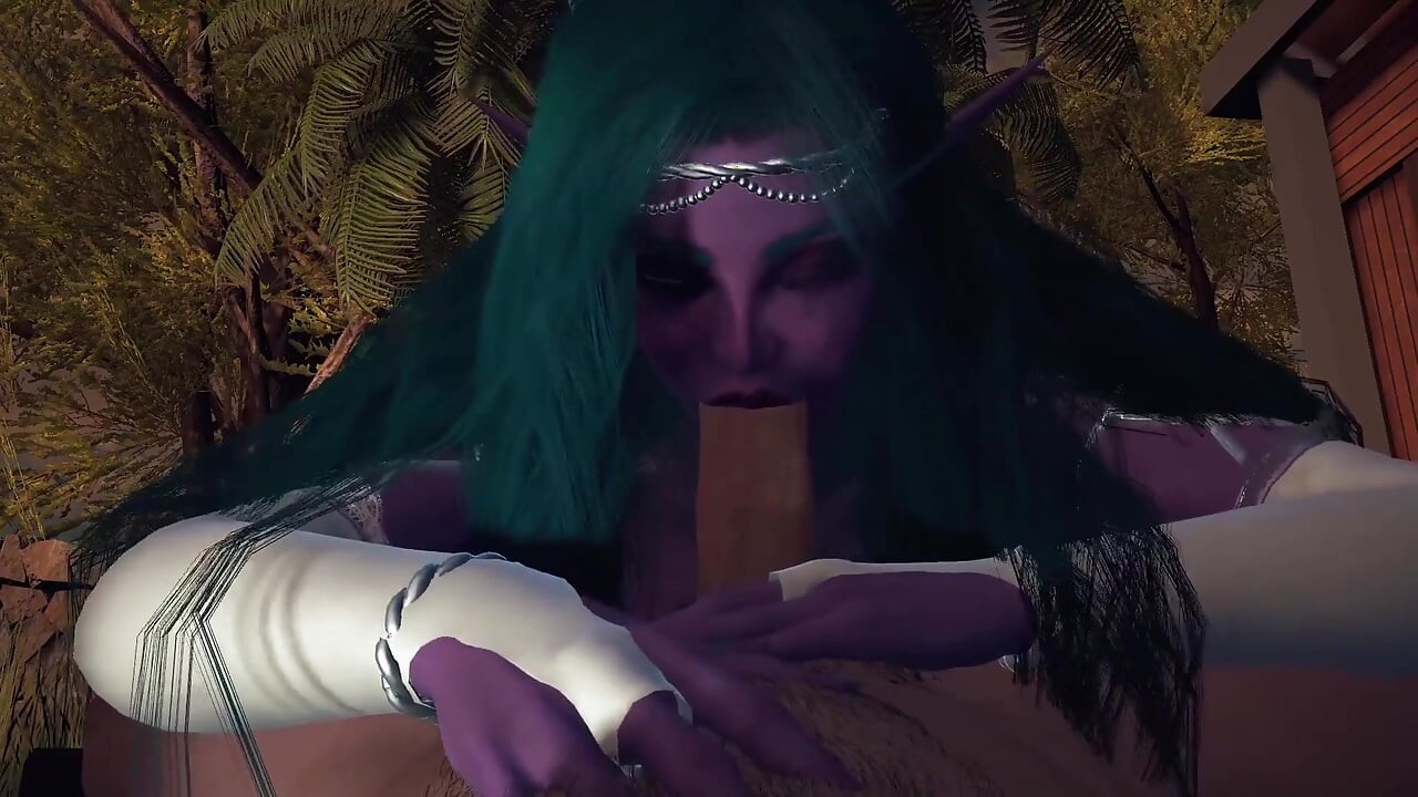 Nocna księżniczka elfów daje ci loda w ogrodzie POV 3D porno
