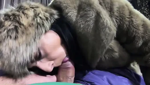 The Boss's Gift Deep Blowjob, Fur Coat Play and Cum on My Body