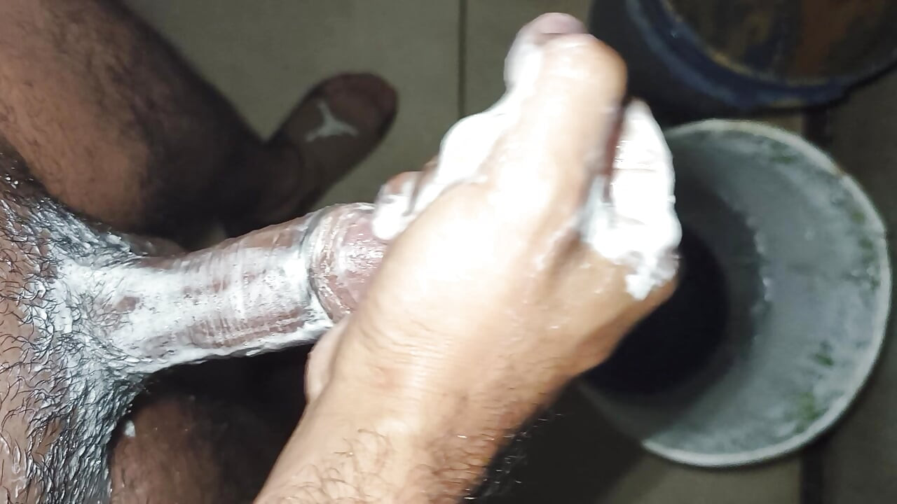 Hairy skinny man masturbates in pope's shower while not at home
