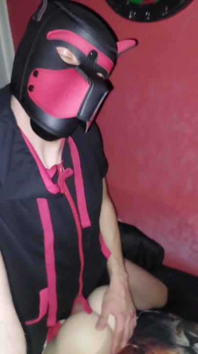Puppy played with sextoy