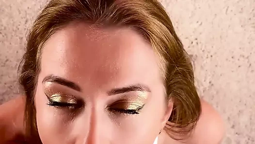 Cute blonde gets a good fuck and a Huge Facial - POV