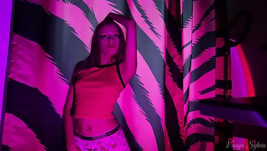 Striptease with Small Tits and Shaved Pussy!