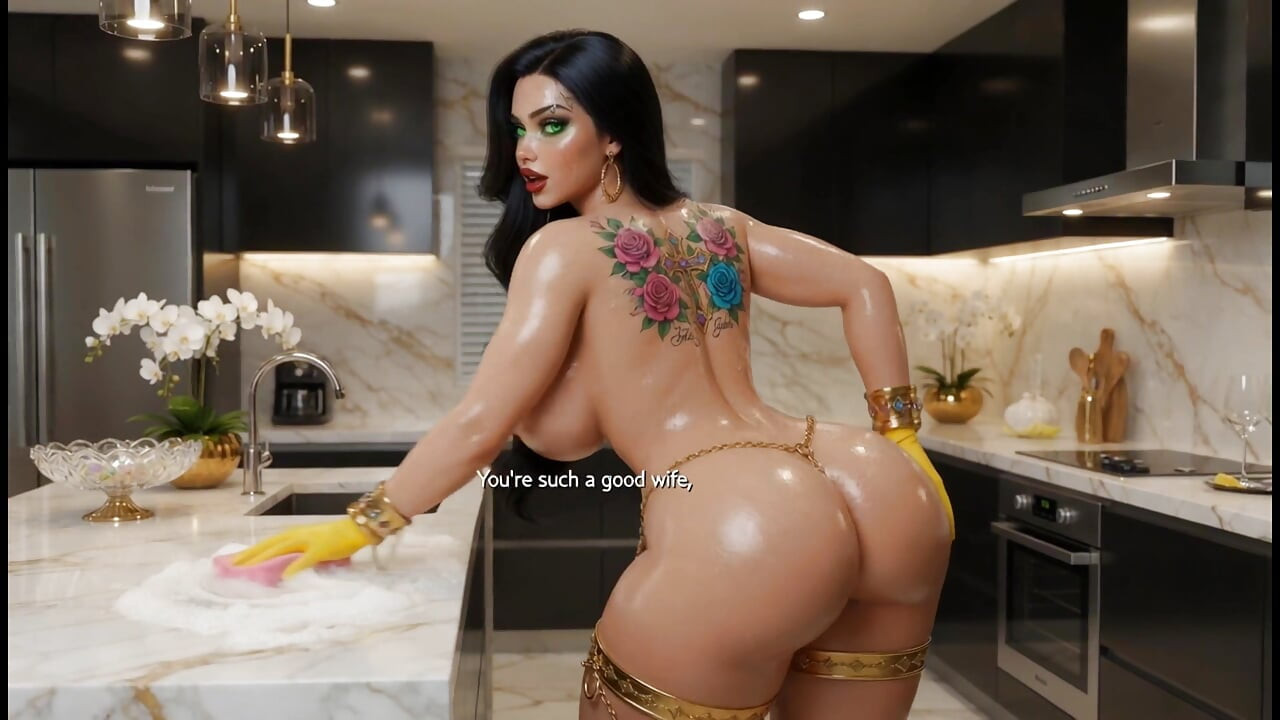 BBW Mature Wife House Cleaning Tease Vacuum Show 3D silicone sex doll   CGI 8K