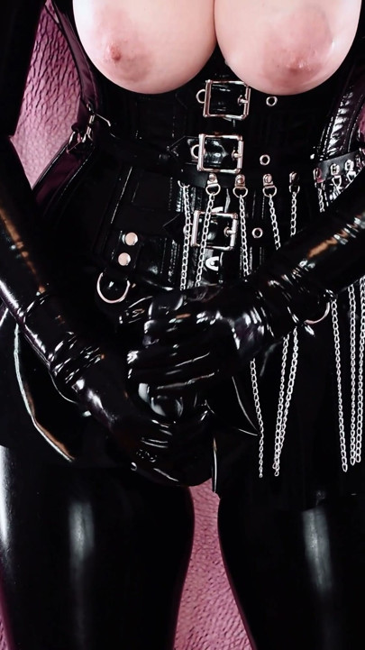 Latex Teasing Mistress with strap-on and Beautiful Natural Tits (Arya Grander) | Clip 2