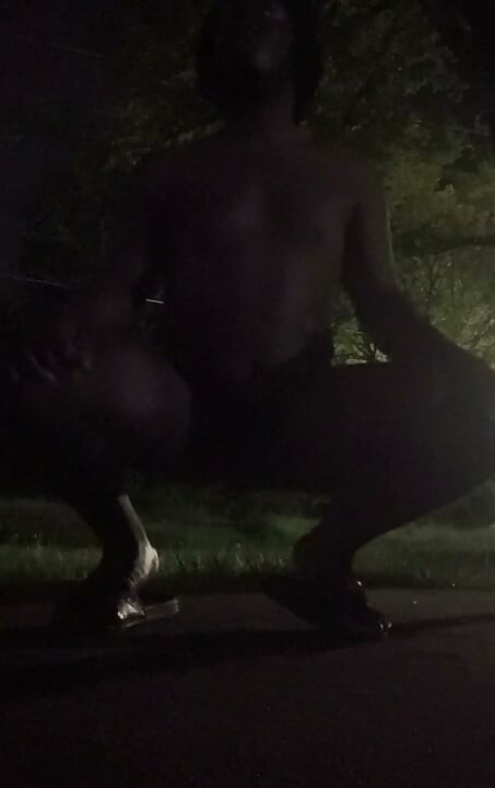 Fooling Around At Night Outside On The Sidewalk Fully Naked Part 1