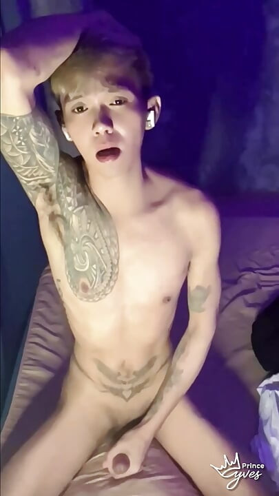 Filipino Inked Horny Twink Teasing and Masturbating Until He Cums