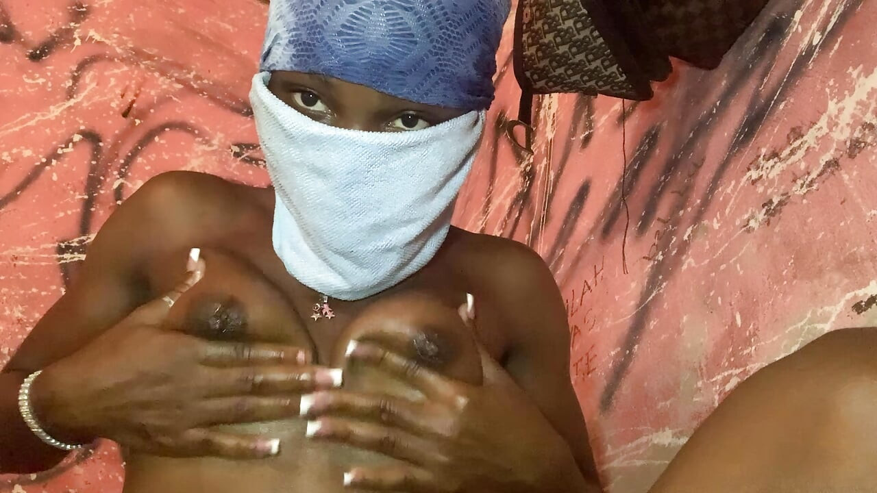 Hot ebony petite babe boob massage