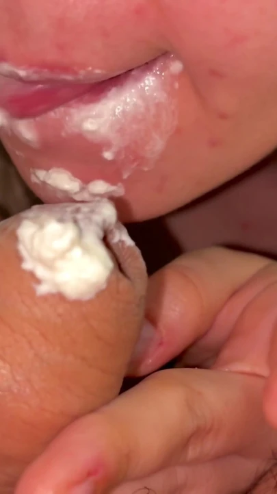 Stunning moment from "tiny creamy cock made a cum cocktail for blonde which she swallowed"