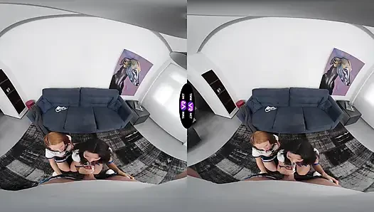 Mini Mitzi приглашает Lucianna Luci на стриптиз в тройничке и развлечение с двойным минетом - TmwVRnet