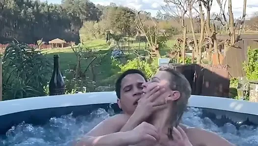 Outdoor Sex with a Hot Blonde MILF in a Hot Tub - Jacuzzi