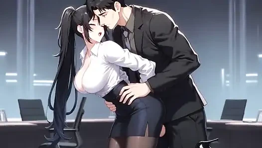 Big tits secretary gets bent over the desk by her boss for fucking private meeting