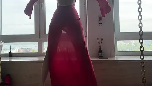 Zuhause entspannen - yoga - perfektes transparentes kleid