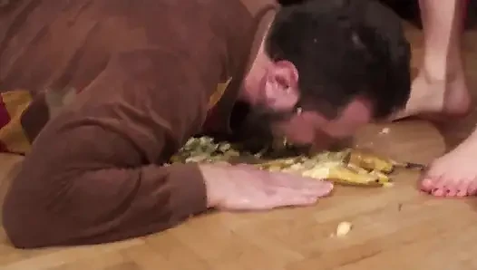 Crushing food for my slave to eat
