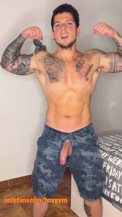 My big cock cums in military outfit! WITH NO TOUCH