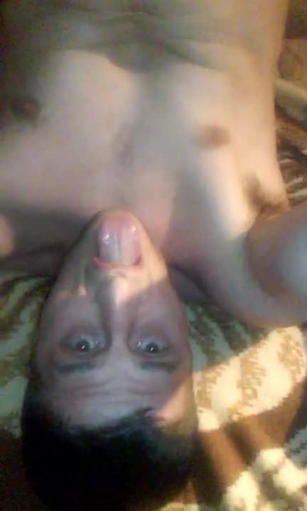 Submissive man eats own cum