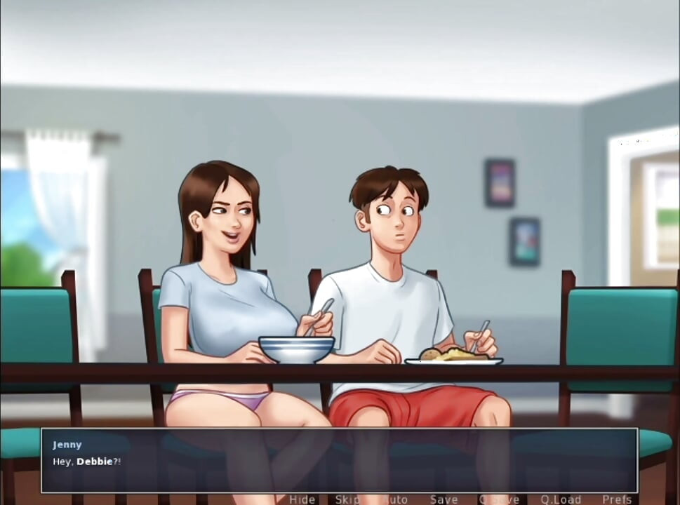 Sex with stepsister at dianing table stepmom caught summer time saga game