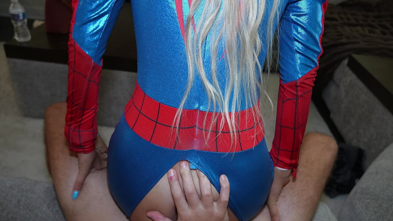 SpiderGirl Gets Covered in a Web of Her Step Bros Cum!