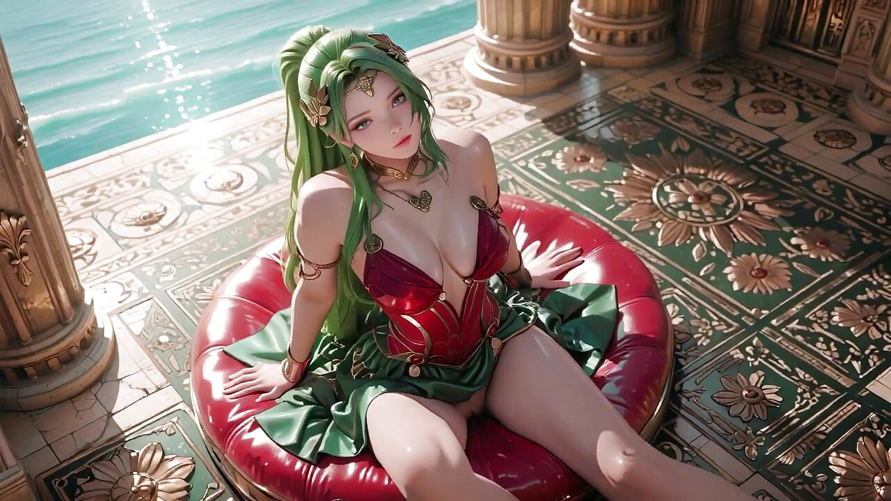 Green Goddess Beach Soliloquy! What bikini hides under that red gold armor?