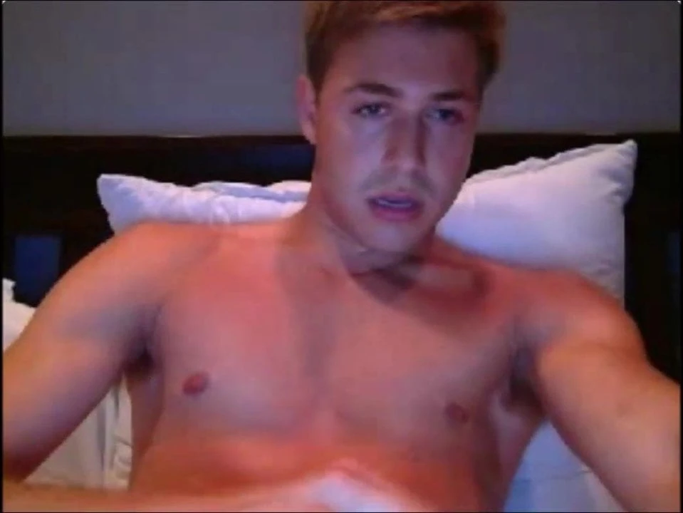 College jock wanks cock on cam