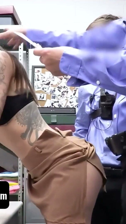 Brunette Tattooed Thief Fucking Two Big Cocks In The Back Office - Charlie Valentine - Shoplyfter Mylf | Clip 2