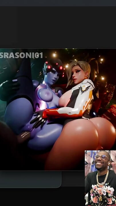 Tight Bald Pussy Widowmaker Getting Fucked While Mecry Takes It in Her Ass by BBC Gooners