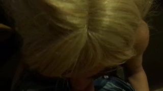 Blonde crossdresser sucking cock