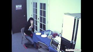 Brunette rubbing and masturbating using vegetable