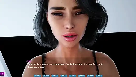 Lady strips for her crush and gets her big tits squeezed - gameplay