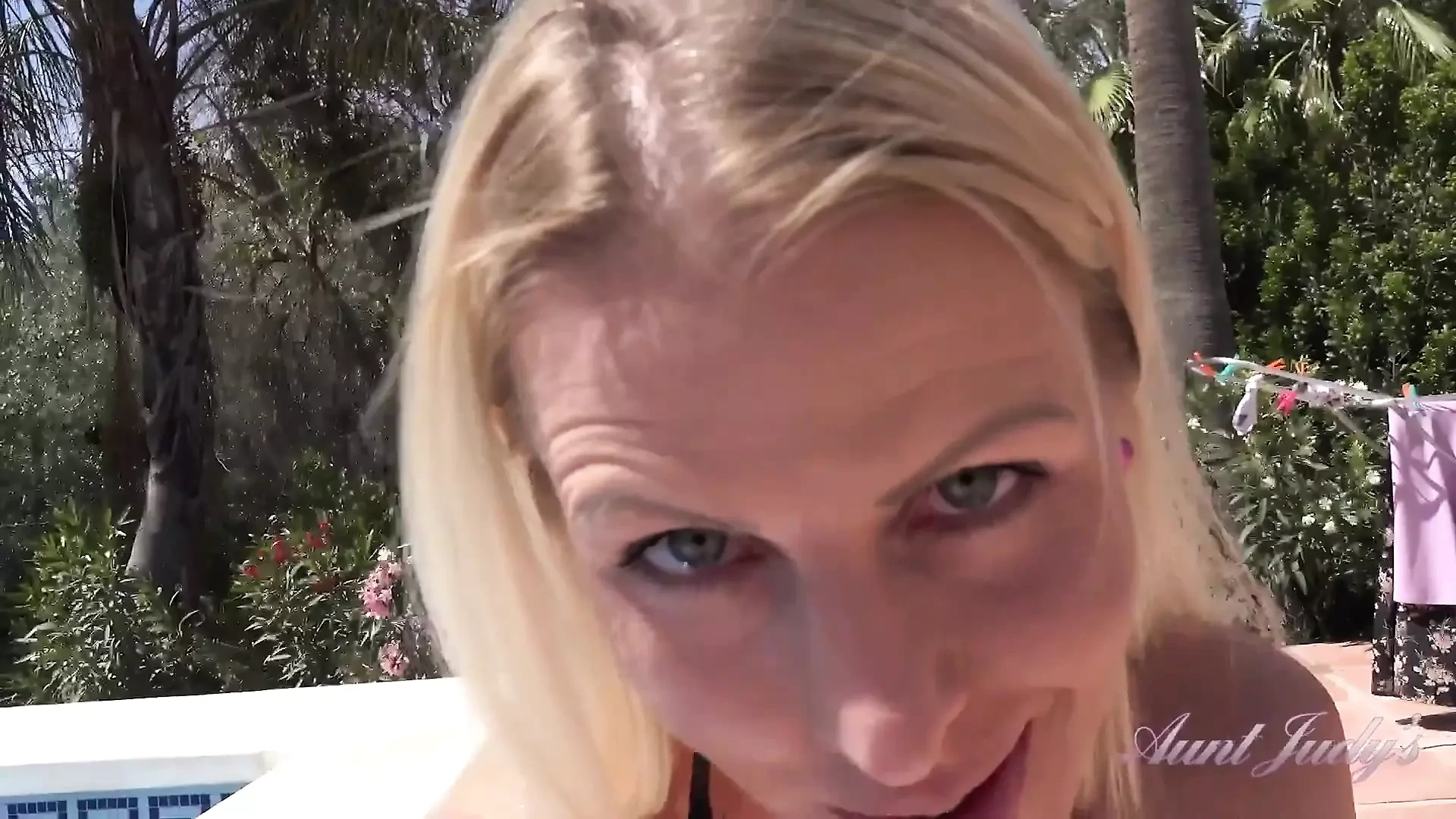 Auntjudys - Your Hot MILF Neighbor Lynna Nilsson Sucks Your Cock by the Pool (pov)